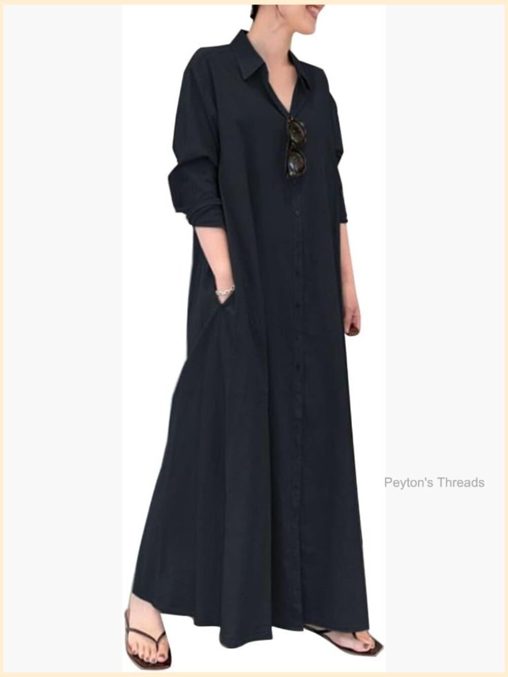 Navy Blue Long Shirt Dress